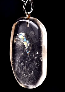 Satyaloka  azeztulite quartz flat rainbow    pendant  synergy 12 crystal #7669 - Picture 1 of 5