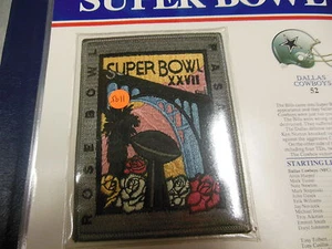 '93 SUPER BOWL XXVII REPLICA PATCH WITH GAME NFL FOOTBALL NOTES COWBOYS BILLS! - Picture 1 of 2