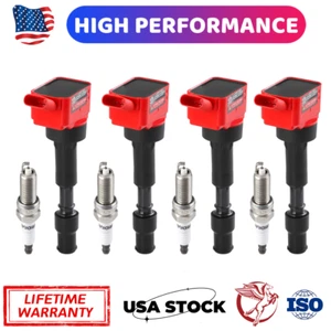 4X Ignition Coil + Spark Plugs Fits Hyundai Sonata Elantra Forte Kia 27300-2E601 - Picture 1 of 15