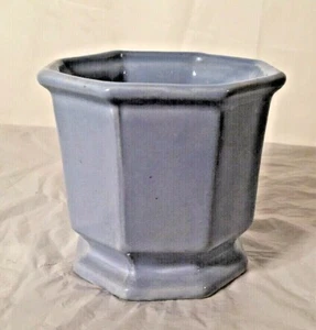 Vintage Octagonal Blue / Gray Flower Pot - Picture 1 of 4