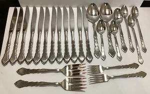 MIXED SET OF 24 PIECES ONEIDA COMMUNITY STAINLESS SATINIQUE FLATWARE NICE - Picture 1 of 10