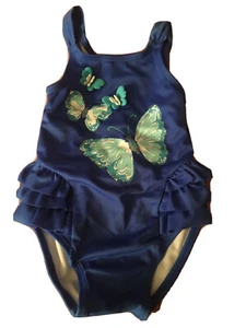 Gymboree Baby Mädchen Marine Schmetterling Rüschen Badeanzug Einteiler 18-24 Monate selten - Bild 1 von 3