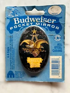 Specchio tascabile Budweiser A & Eagle vintage e sigillato - Foto 1 di 2
