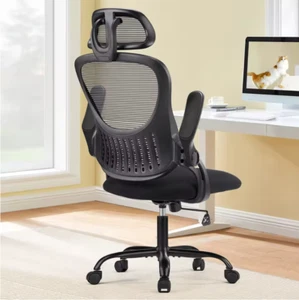 Mesh Ergonomic Office Computer Desk Chair Flip-up Arms Adjustable Headrests Comf - Picture 1 of 6