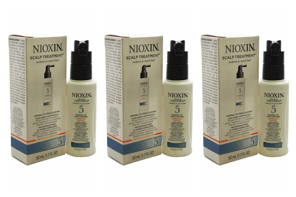3 Nioxin 5 SCALP TREATMENT Thinning Hair Loss CHEMICALLY TREATED 1.7oz x 3=5.1oz - Image 1 of 2