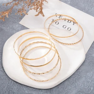 6Pcs/Set Women's Luxury Cuff Bangles Bracelets For Woman Wrist Bangles Fashi*k* - Picture 1 of 6