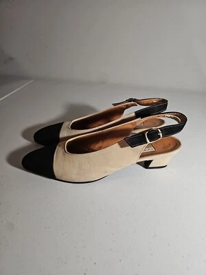 VINTAGE PERRY ELLIS WOMEN'S  LEATHER SLINGBACK SIZE US 6 (23.5) 2” Heels - Image 1 of 4