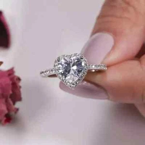 IGI Certified 1.50Ct Heart Cut Lab Grown Diamond Engagement Ring 14K White Gold - Picture 1 of 9