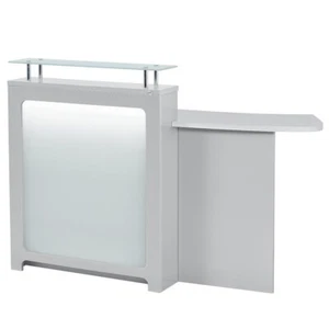 Reception Desk LED Lighted Reception Area Counter GATTINO in Silver - Picture 1 of 6
