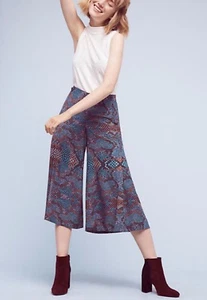 NWT Anthropologie Snakeskin Print Essential Wide Leg Culottes Pants 6, 8 - Picture 1 of 4