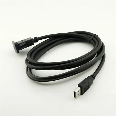 6FT/2M Car Dashboard Flush Mount USB 3.0 A Socket Extension Lead Panel Cable - Image 1 of 4