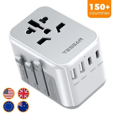 TESSAN International Power Adapter Travel Charger Outlet Converter for Europe UK AUS