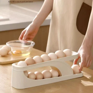 Rolldown Refrigerator Egg Dispenser Auto Rolling Egg Holder 2 Tiers Storage Rack - Picture 1 of 13