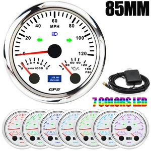 Velocímetro GPS calibre 3 en 1 impermeable 85 mm 120 MPH con velocímetro presión de aceite  - Imagen 1 de 14
