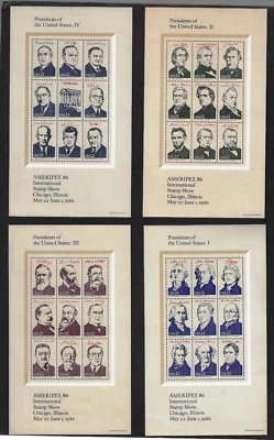 US Stamps 4 Minature Sheets of  9, Presidents, International Show, #2216-19 MNH - Image 1 of 2