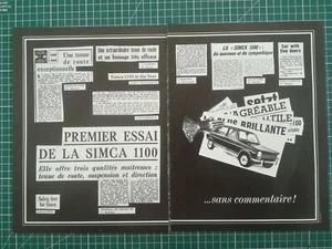 853 belle PUBLICITE ANCIENNE circa 1970 Simca 1100 double page - Imagen 1 de 1