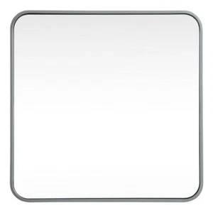 Elegant Decor Evermore 24x24" Soft Corner Square Metal Mirror in Silver - Picture 1 of 9