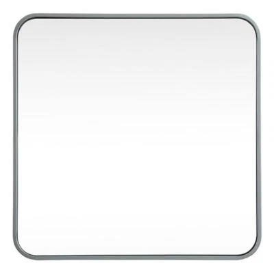 Elegant Decor Evermore 24x24" Soft Corner Square Metal Mirror in Silver - Image 1 of 4