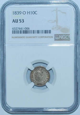 1839 O NGC AU53 Seated Liberty Half Dime Cover