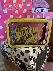 Victorias Secret Makeup Bag large Travel 3piece Yellow