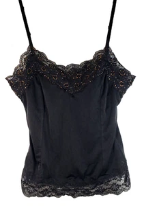 The Limited Black w/ Black Lace & Bead Trim Camisole Cami Top S NWT Vintage Y2K - Picture 1 of 4