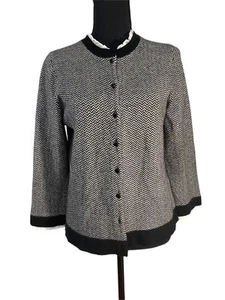 Sutton Studios Cashmere Sz M  Open Cardigan Cropped Boxy Sweater/Jacket Ruffle - Picture 1 of 6
