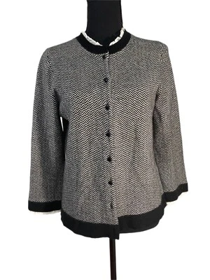 Sutton Studios Cashmere Sz M  Open Cardigan Cropped Boxy Sweater/Jacket Ruffle - Image 1 of 4