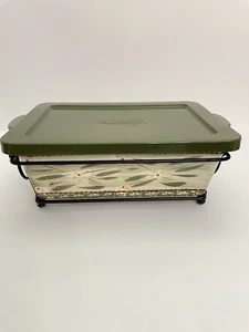 Temptations Bakeware Old World Green Meat Loaf Bread Pan Set With Lid 1.5qt - Picture 1 of 12