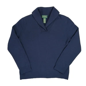 Vintage Lauren Ralph Lauren Marino Wool Angora Rabbit Hair Cashmere Sweater Blue - Picture 1 of 9
