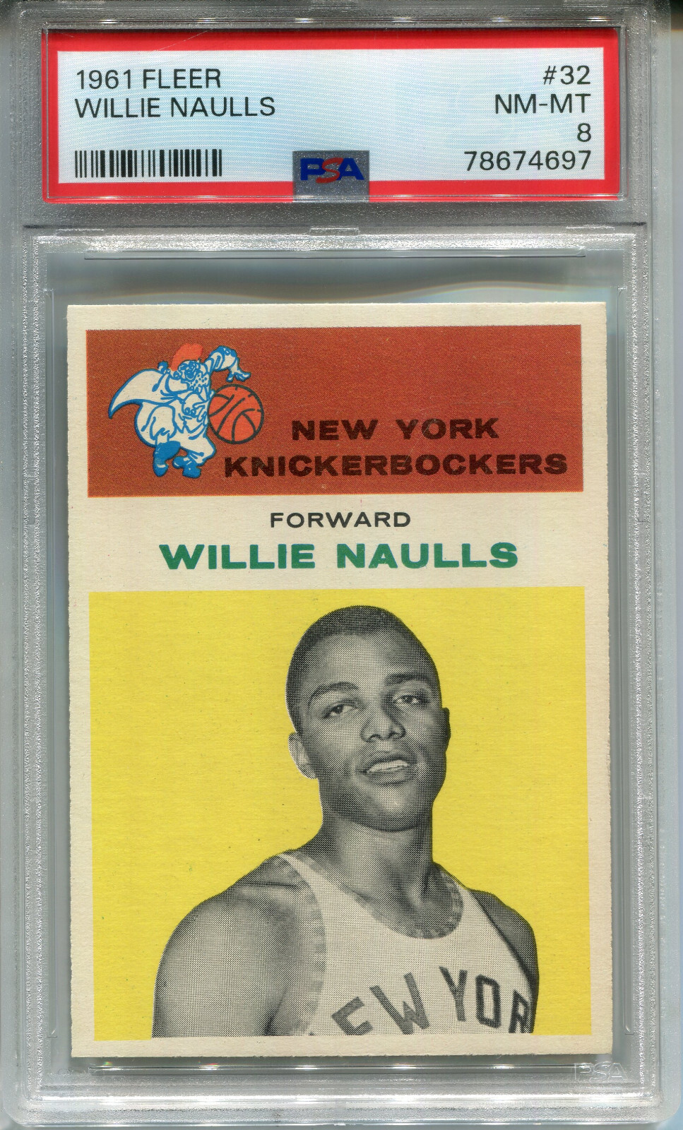 1961 Fleer #32 Willie Naulls PSA 8 NM-MT New York Knicks