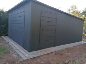 Blechgarage 4x5 Garage KFZ Lager Schuppe in Farbe der Anthrazitgrau Blechgaragen - Bild 1 von 8