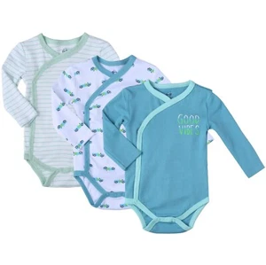 Asher and Olivia Baby Boy 3-Pack Long-Sleeve Kimono Bodysuit Set with Side Snap - Picture 1 of 7
