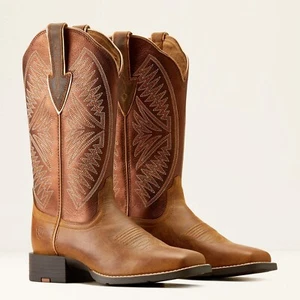 Women's Round Up Ruidoso Western Boot PEARL BURNISHED CHESTNUT Size 9 B - Picture 1 of 11