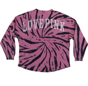 Vs Victorias Secret Pink Varsity Crew Sweater Jacket Top Dahlia Print L - Picture 1 of 3