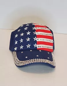 American Flag Unisex Hat Shipping Included Rhinestones USA Patriotism - Picture 1 of 4