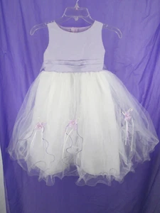 NWOT Fit & Flare Formal Dress Girls Size 6 Purple White Wedding Birthday Baptism - Picture 1 of 10