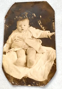 Vintage Portrait Photo 1921 Postcard Baby Boy Harry Monnier Cut for Oval Frame - Picture 1 of 3