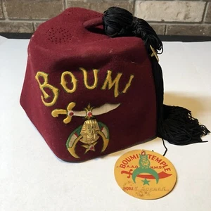 Vintage Boumi Shriners Fez roter Hut mit Quaste SIEHE - Bild 1 von 11
