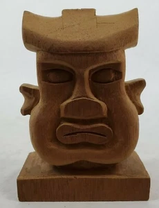 Hand Carved Folk Art Unfinished Wood Carving - Pacific Man Bust Figurine - VII - Picture 1 of 12