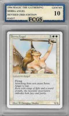 1994 MTG Revised 3rd Edition Serra Angel Graded FCGS 10 GEM MINT - Image 1 of 2