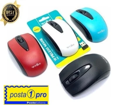 MOUSE WIFI OTTICO SENZA FILI WIRELESS USB PER NOTEBOOK PC COMPUTER 3200 DPI 2,4G