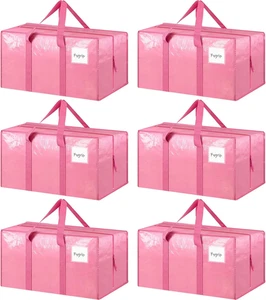 Lot de 6 grands sacs mobiles extra résistants avec fermeture éclair solide et poignée confortable - Photo 1/12