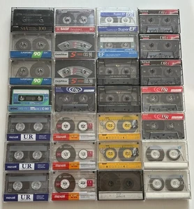 30 cassettes lot in EXC+ condition. TDK, Sony, Maxell, Fuji, BASF. Barely used - Picture 1 of 2