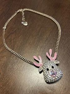 BETSEY JOHNSON Pave Reindeer Diamond Pendant Necklace - Picture 1 of 5