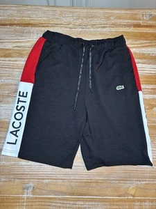 Lacoste Sport Regular Fit Cotton Stretch Shorts - Black/Red - Men's Size XXL - Picture 1 of 10