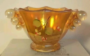 Fenton Art Glass Panel Bowl Marigold Crystal 4388 5J Signed - Picture 1 of 15