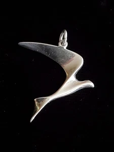 Vintage signierter Modernist Parker Sterlingsilber fliegender Vogel Anhänger - Bild 1 von 13