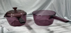 Vintage Corning Vision 1 L Saucepan With Lid & 1.5 L Saucepan - Cranberry - Set - Picture 1 of 23