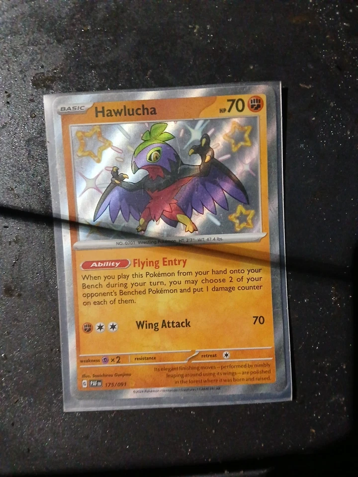 Pokémon TCG Hawlucha Baby Shiny Holo Rare Card Paldean Fates 175/091 NM - Image 1 of 2