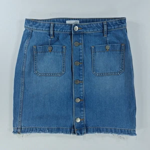 Falda vaquera azul para mujer Ann Taylor Loft botón delantero deshilachada talla 6 - Imagen 1 de 7